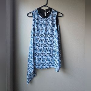 Rachel Roy Blue Sleeveless Blouse Top Large